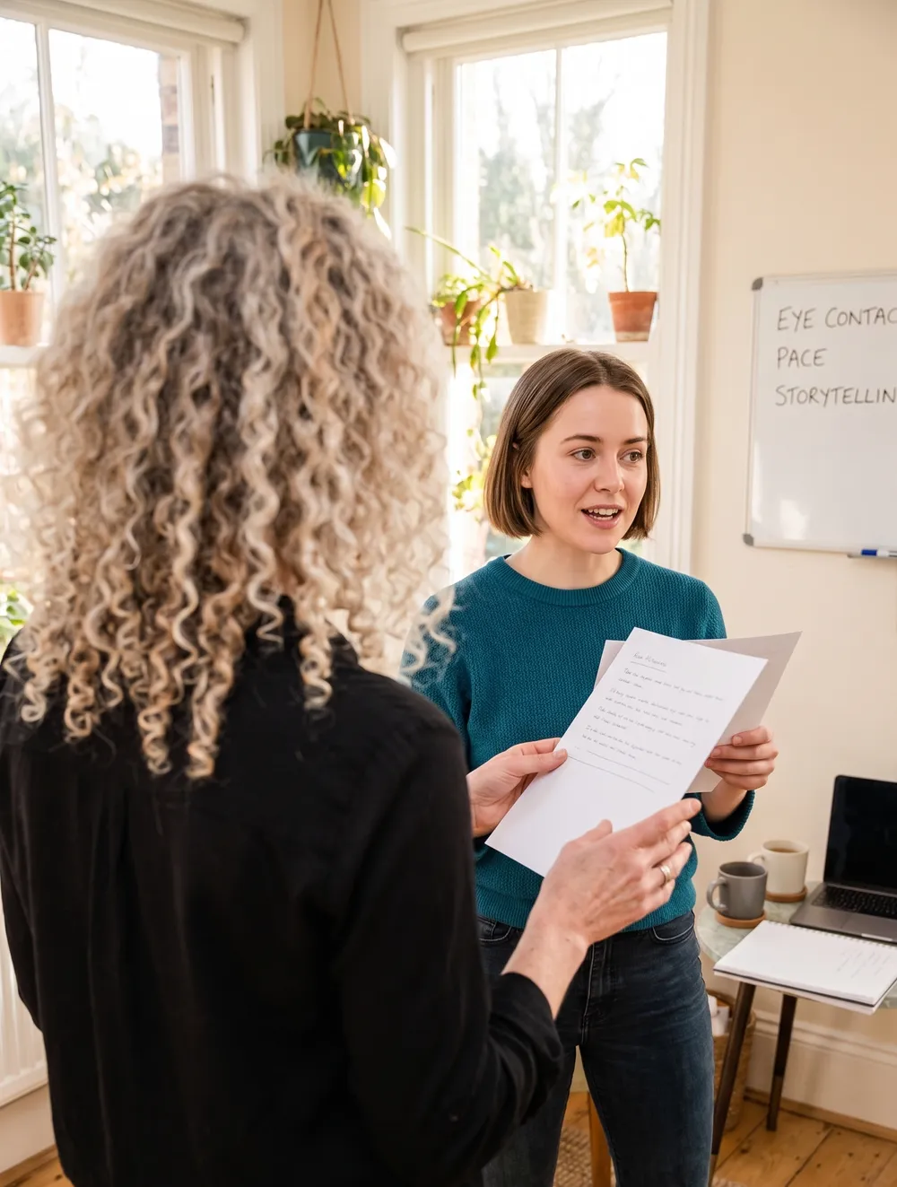 Fiona Mogridge coaching an accent and pronunciation session